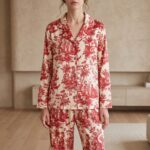 Mode imprimé fleur 2 pièces Pyjamas ensemble femmes vêtements de nuit…