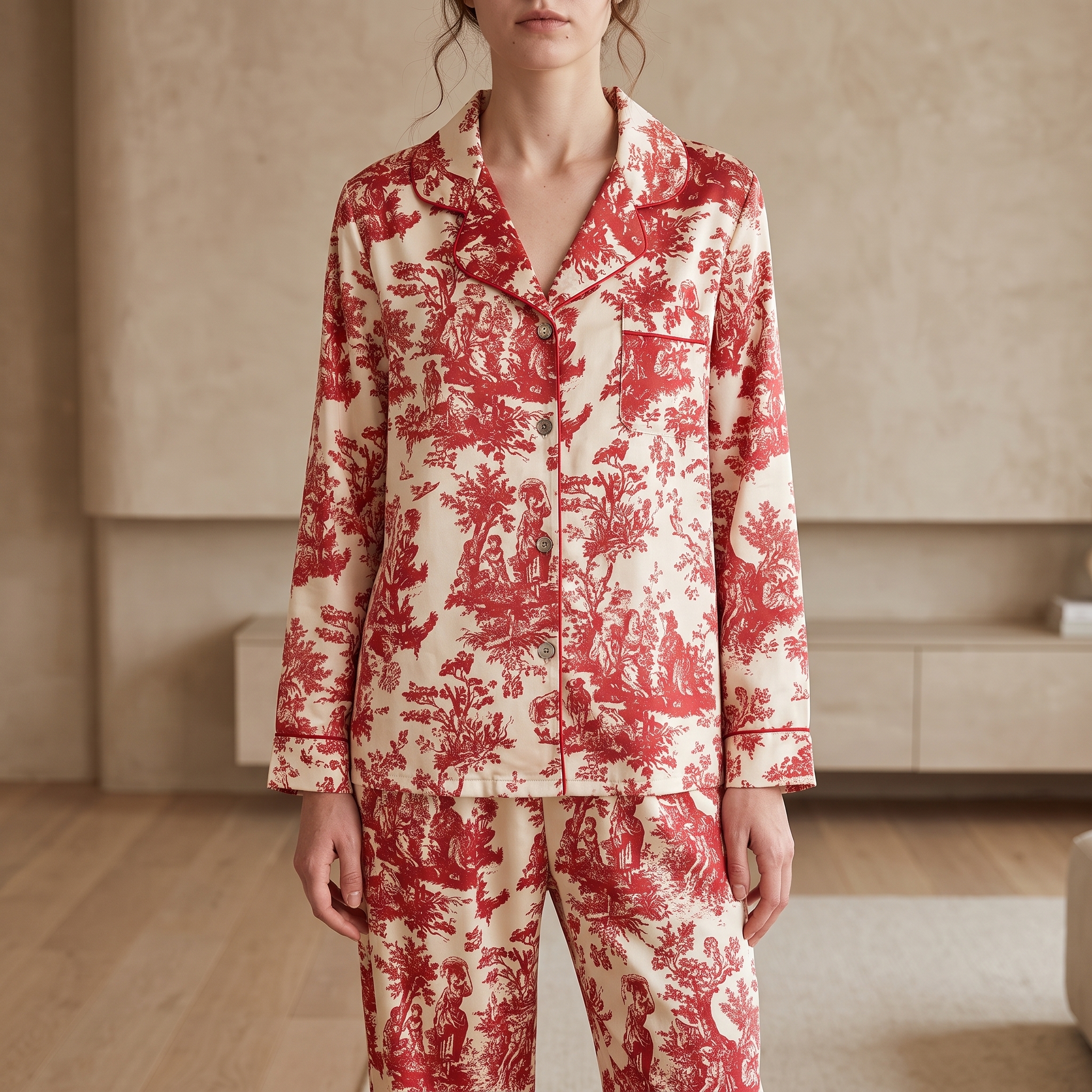 Mode imprimé fleur 2 pièces Pyjamas ensemble femmes vêtements de nuit…